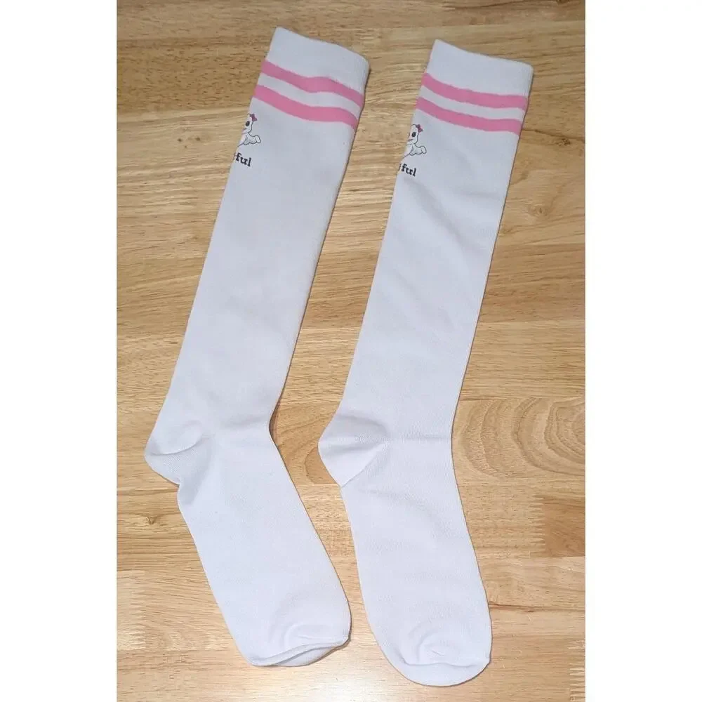 Womens Socks One Size White & Pink Knee High Boo-tiful Ghost Halloween